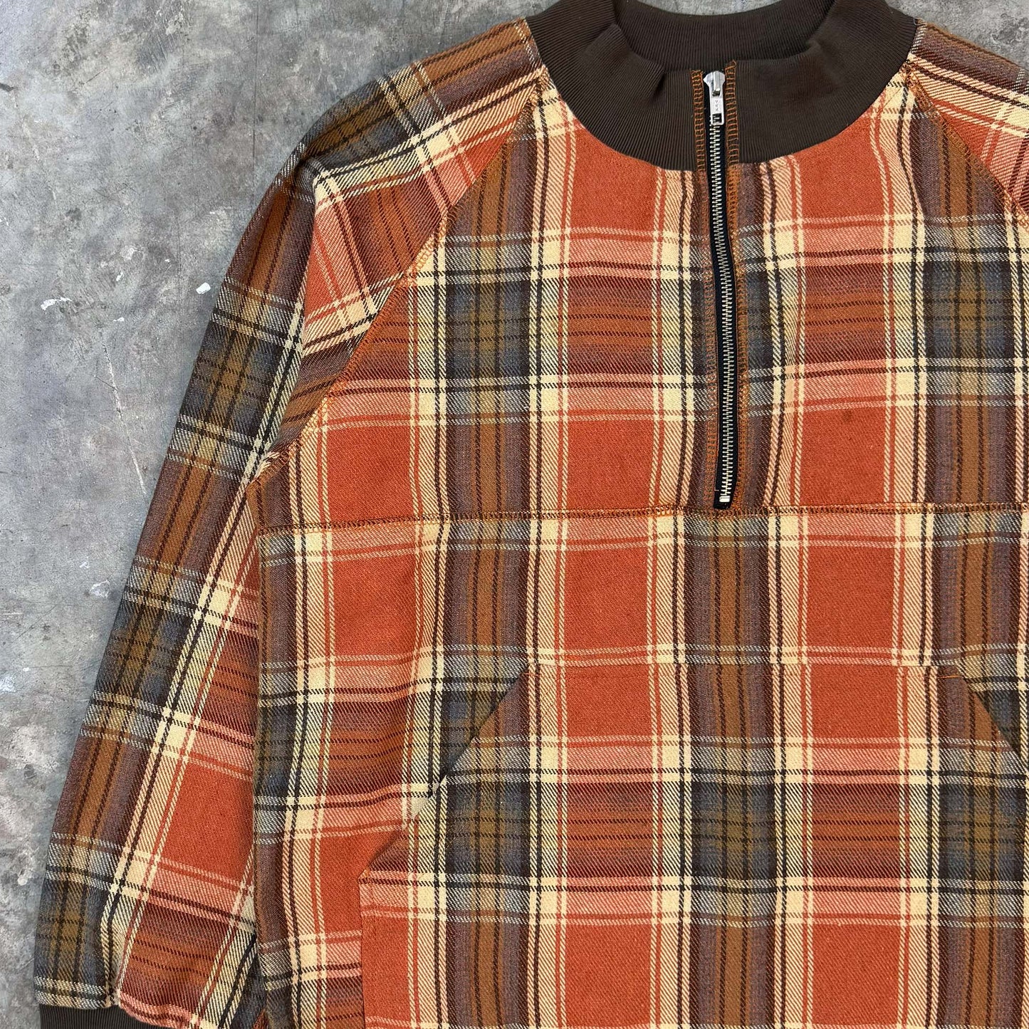 QUARTER ZIP SWEATSHIRT IN PUMPKIN PLAID