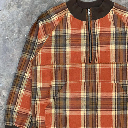 QUARTER ZIP SWEATSHIRT IN PUMPKIN PLAID