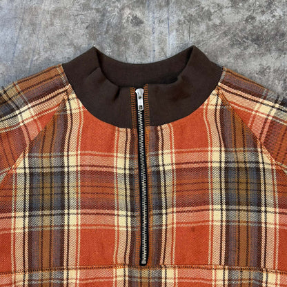 QUARTER ZIP SWEATSHIRT IN PUMPKIN PLAID