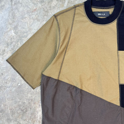 PATCHWORK MOCK NECK TEE IN TERRAIN