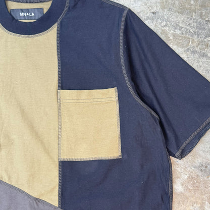 PATCHWORK MOCK NECK TEE IN TERRAIN