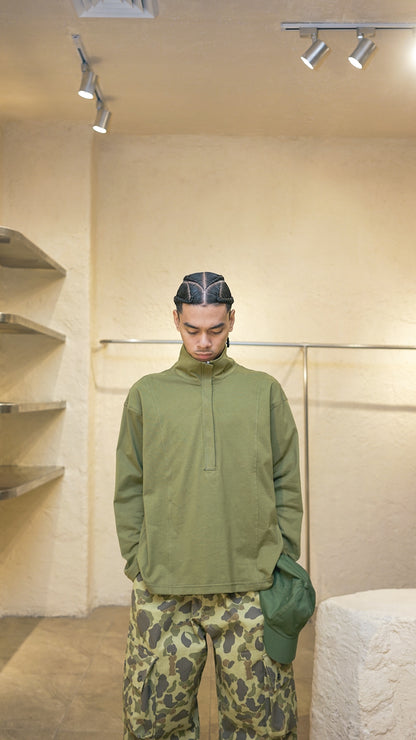 QUARTER ZIP L/S TEE IN FERN