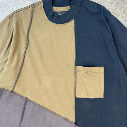 PATCHWORK MOCK NECK TEE IN TERRAIN