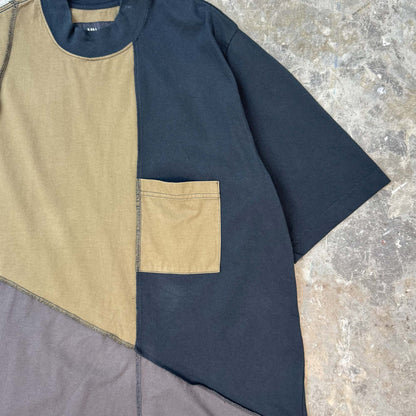 PATCHWORK MOCK NECK TEE IN TERRAIN
