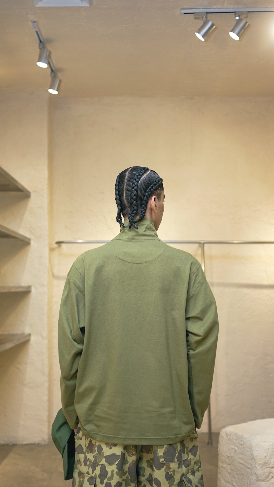 QUARTER ZIP L/S TEE IN FERN