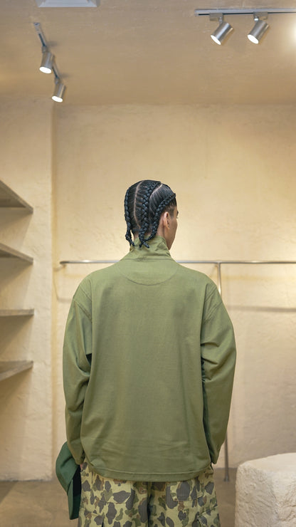 QUARTER ZIP L/S TEE IN FERN
