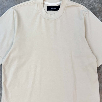 WAFFLE WEAVE MOCK NECK TEE IN OAT