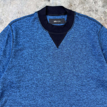 MILITIA MOCK NECK TEE IN CERULEAN