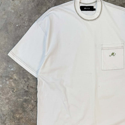 "M+" POCKET TEE IN WHITE