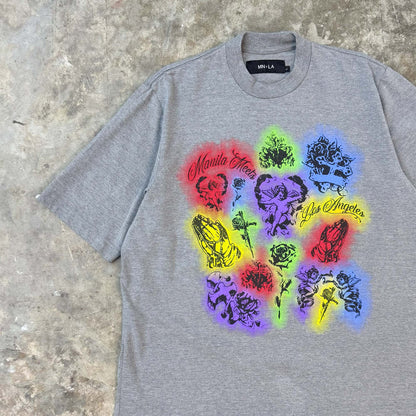 "CITY OF ANGELS" TEE IN HEATHER GREY