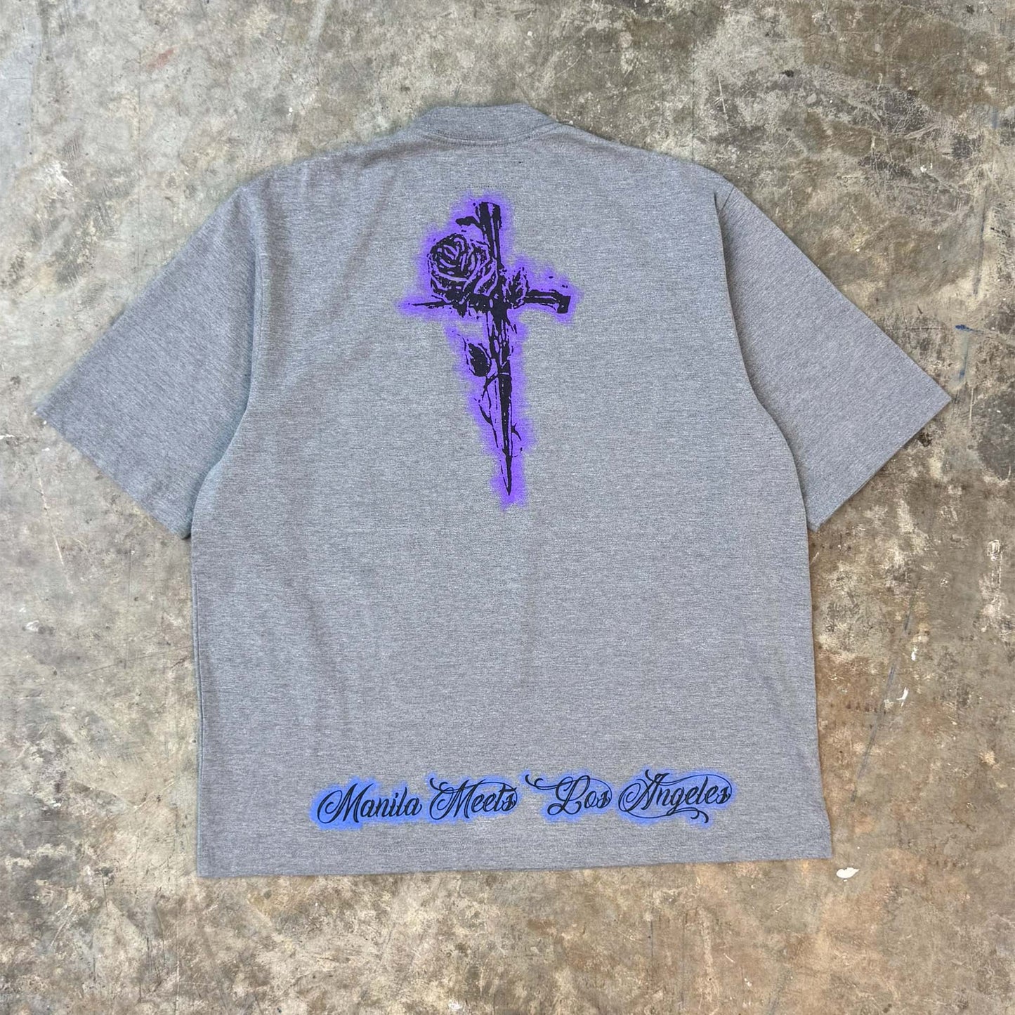 "CITY OF ANGELS" TEE IN HEATHER GREY