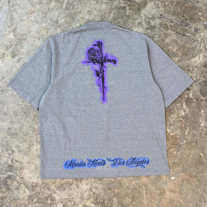 "CITY OF ANGELS" TEE IN HEATHER GREY
