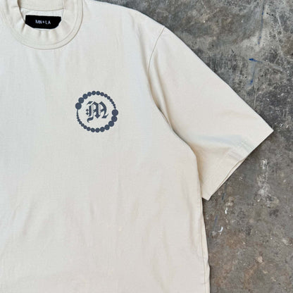"CROP CIRCLES" MOCK NECK TEE V3 IN OAT