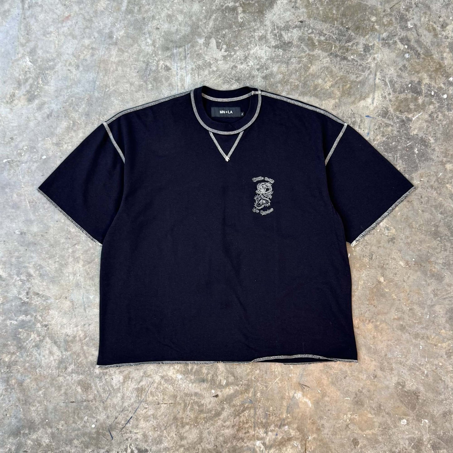 "YEAR OF THE DRAGON" MILITIA BOX TEE IN BLACK BONE