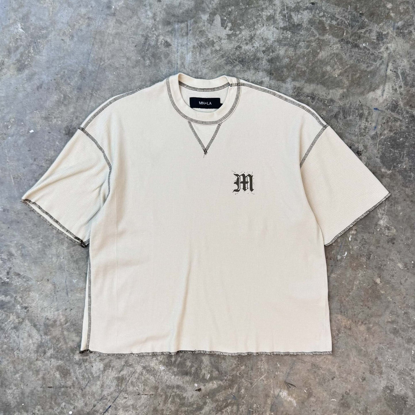 “M’$ SPECK V2” WAFFLE TEE IN OAT