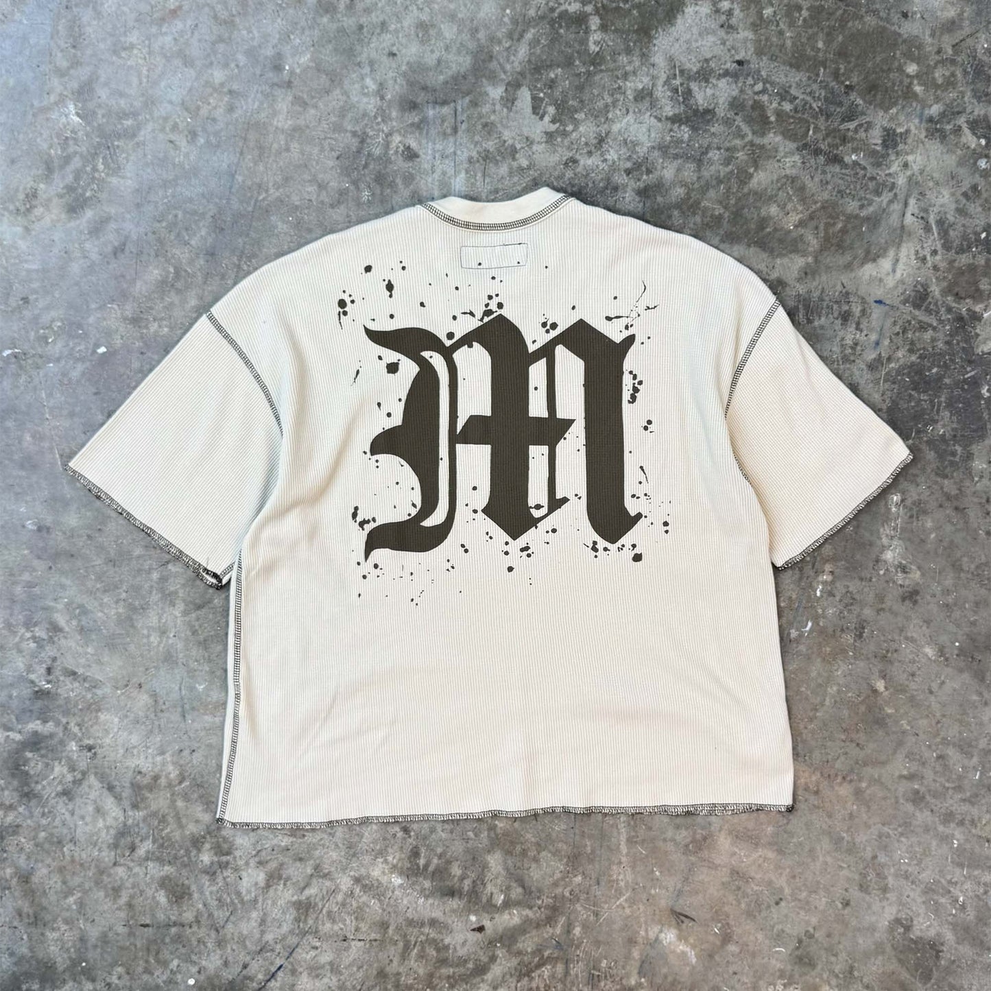 “M’$ SPECK V2” WAFFLE TEE IN OAT