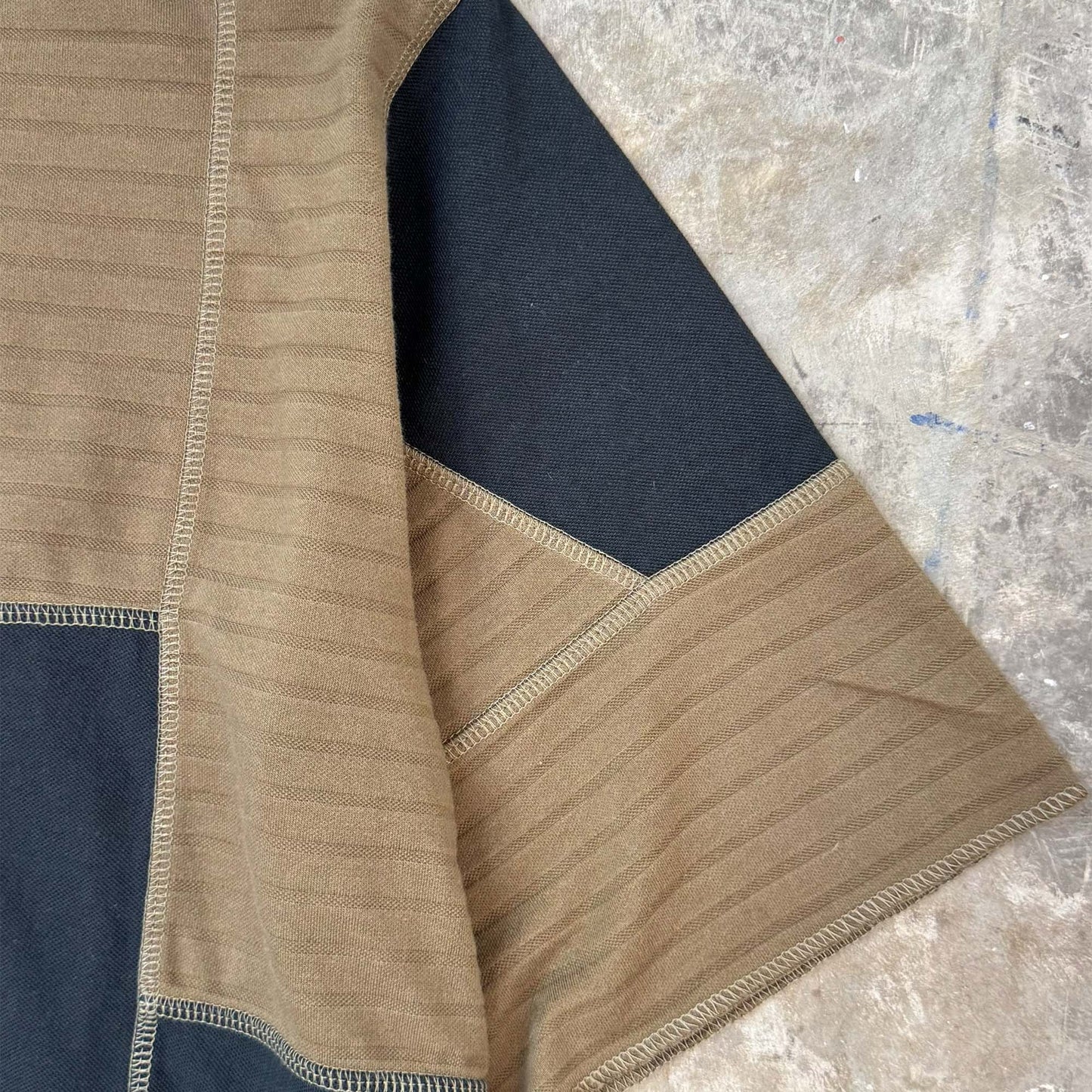 NEEDLEWORK MOCK NECK TEE IN FIELD OLIVE