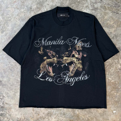 "BRAWLERS" TEE IN CAVIAR