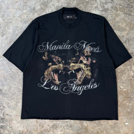 "BRAWLERS" TEE IN CAVIAR