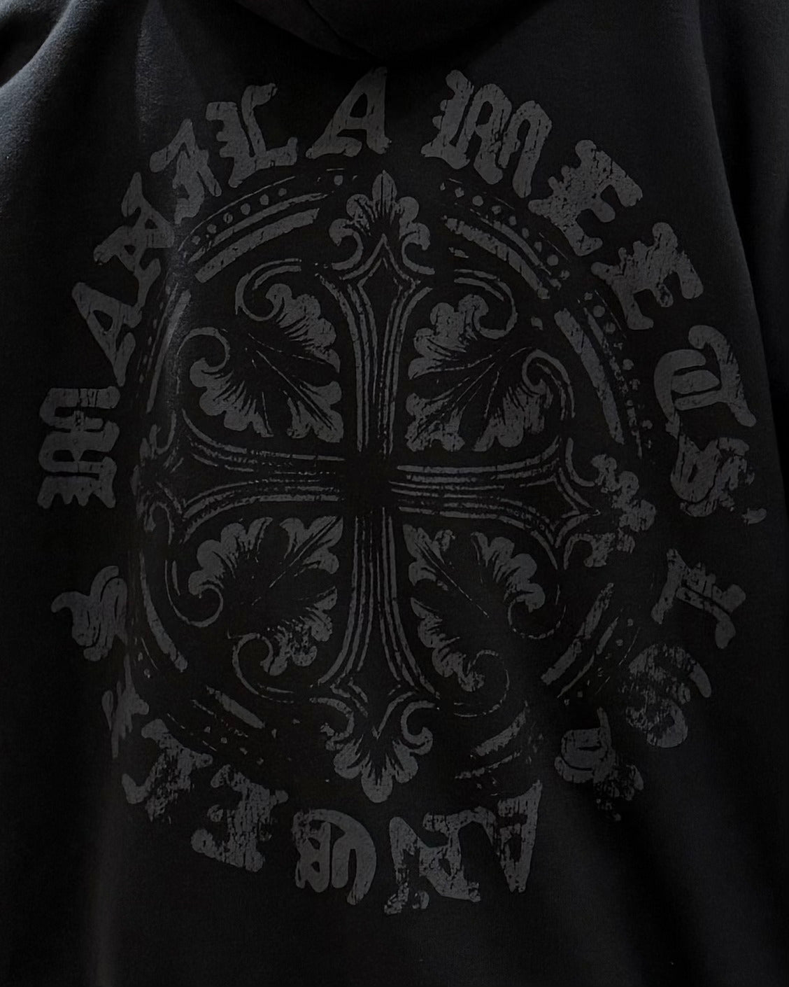 "IRON CROSS" HOODIE IN CAVIAR