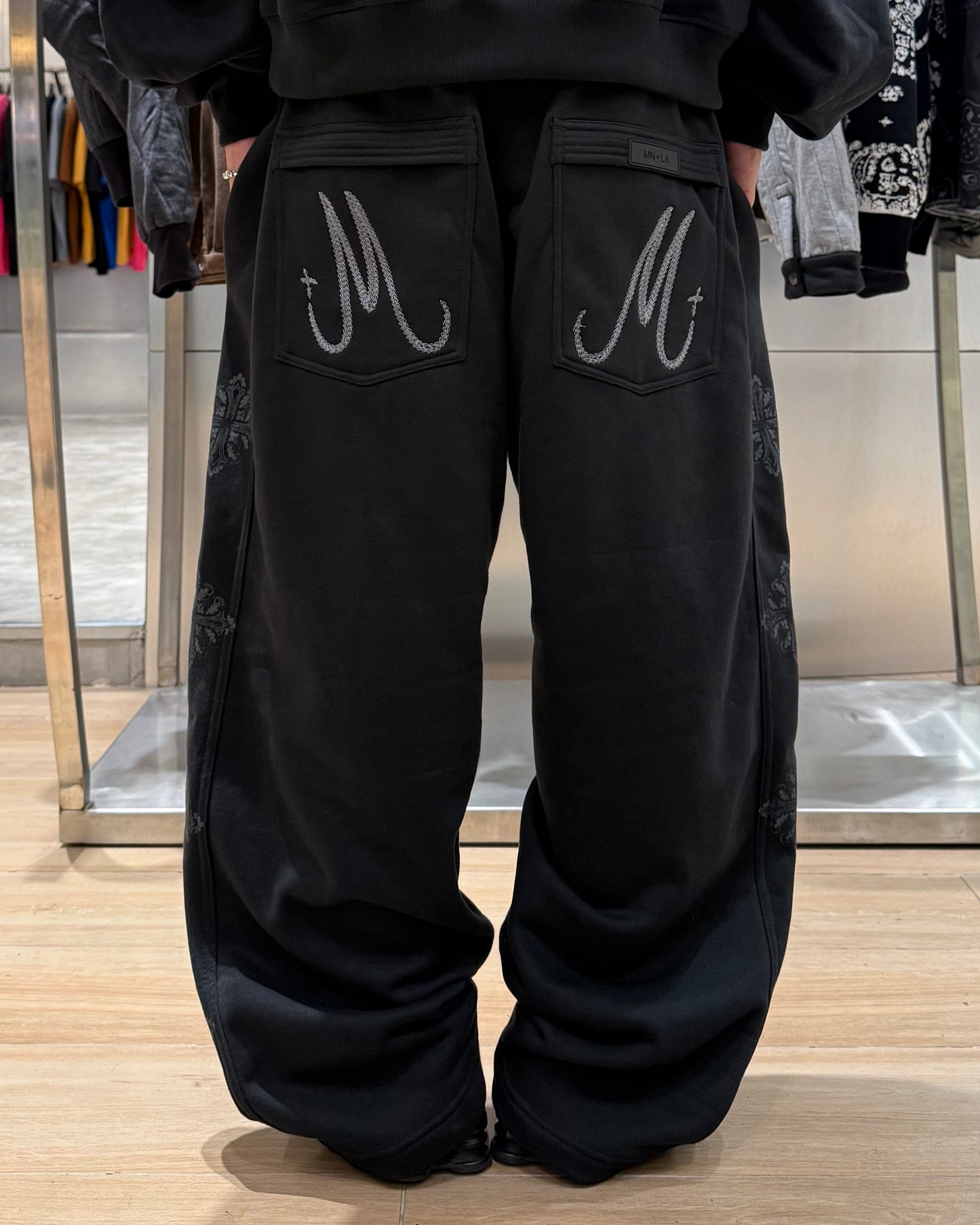"IRON CROSS" PHAT PANTS IN CAVIAR