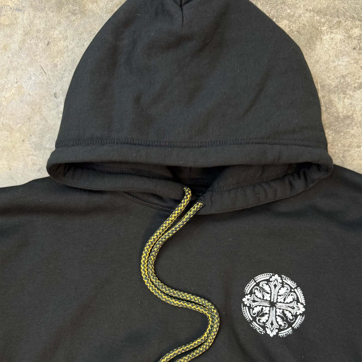 "IRON CROSS" HOODIE IN CAVIAR