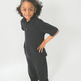 LITTLE HUMAN™ S/S POLO SHIRT IN ANTHRACITE