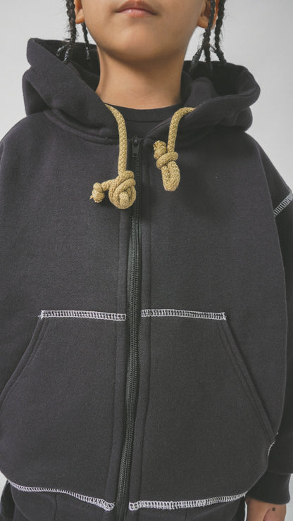 LITTLE HUMAN™ ZIP HOODIE IN ANTHRACITE