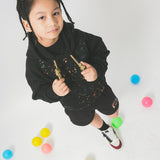 "PAINT SPLAT" LITTLE HUMAN™ HOODIE IN CAVIAR