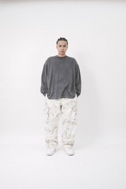 VINTAGE TATTERED LONGSLEEVE TEE IN GOLEM GREY