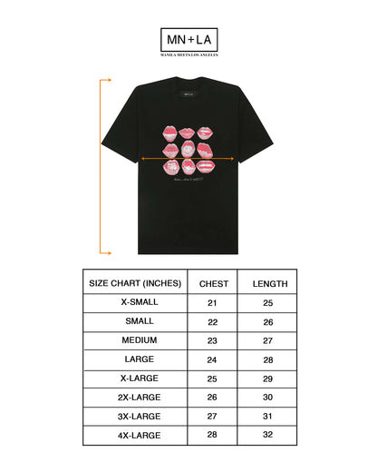 "KISS...DON'T TELL" TEE IN CAVIAR