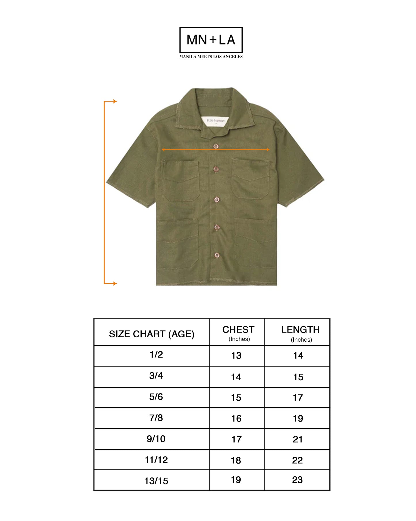 LITTLE HUMAN™ 4 POCKET CUBAN SHIRT IN OLIVE