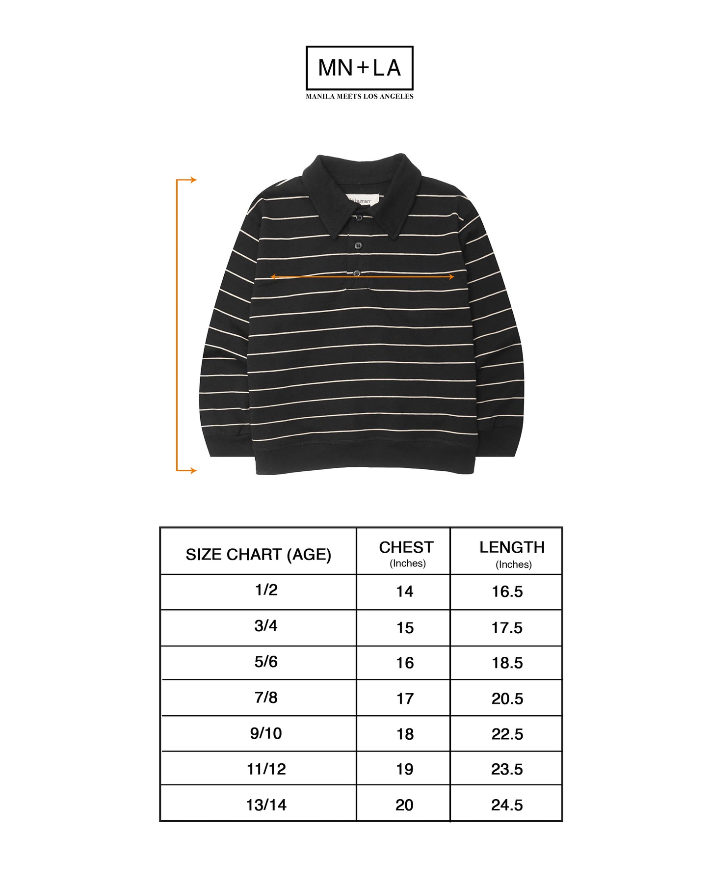 LITTLE HUMAN™ STRIPED RUGBY L/S TEE IN ANTHRACITE/BONE
