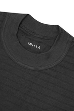 STRIPED PIQUE MOCK NECK TEE V3 IN CHARCOAL GREY