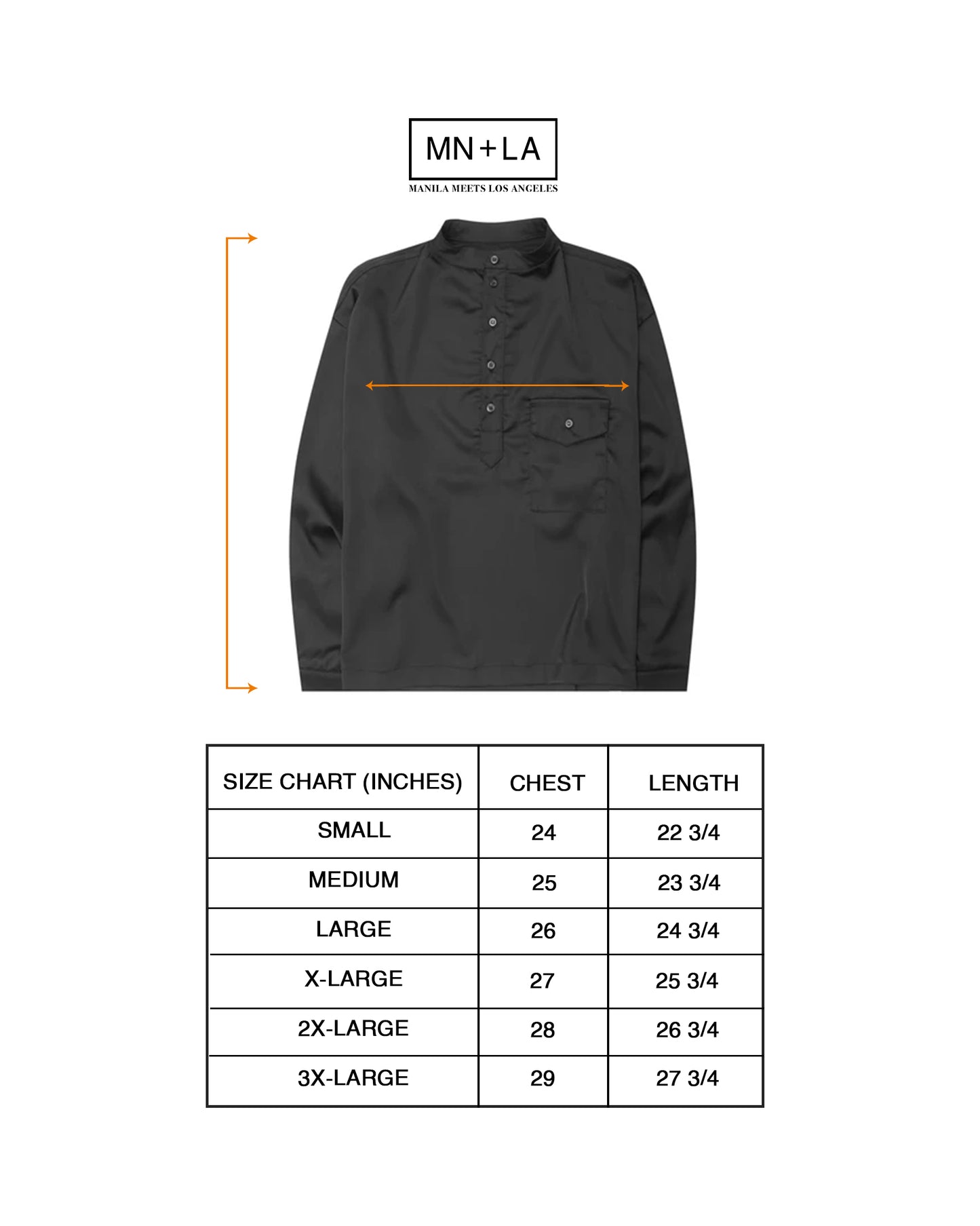 MANDARIN QUARTER L/S SHIRT IN CAVIAR