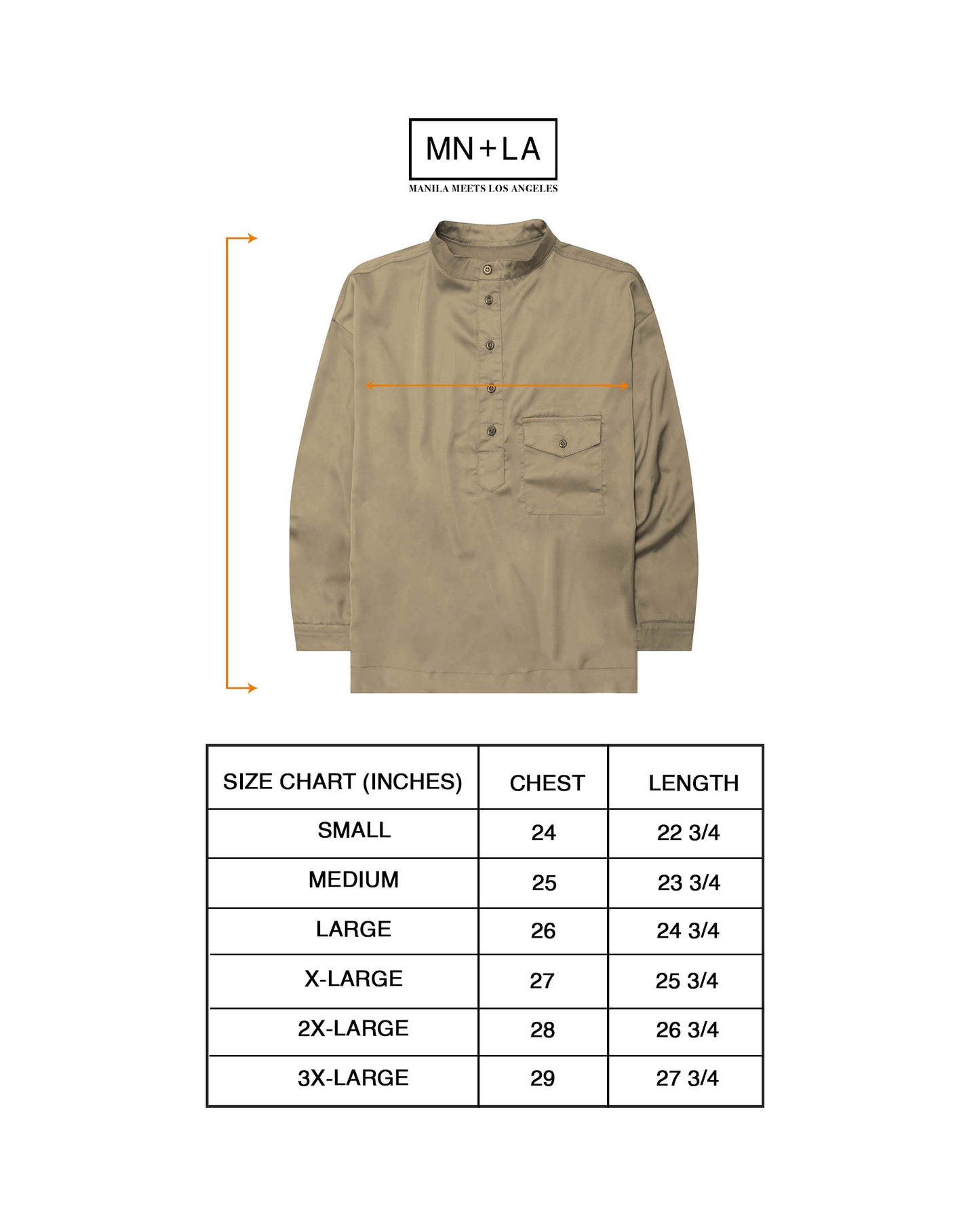 MANDARIN QUARTER L/S SHIRT IN SIENNA