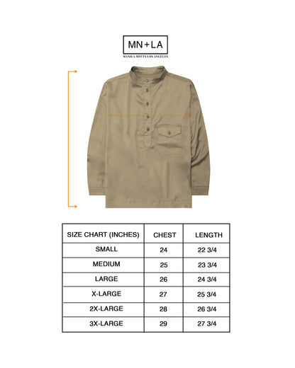 MANDARIN QUARTER L/S SHIRT IN SIENNA
