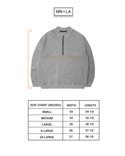 QUARTER ZIP SWEATSHIRT IN HEATHER GREY