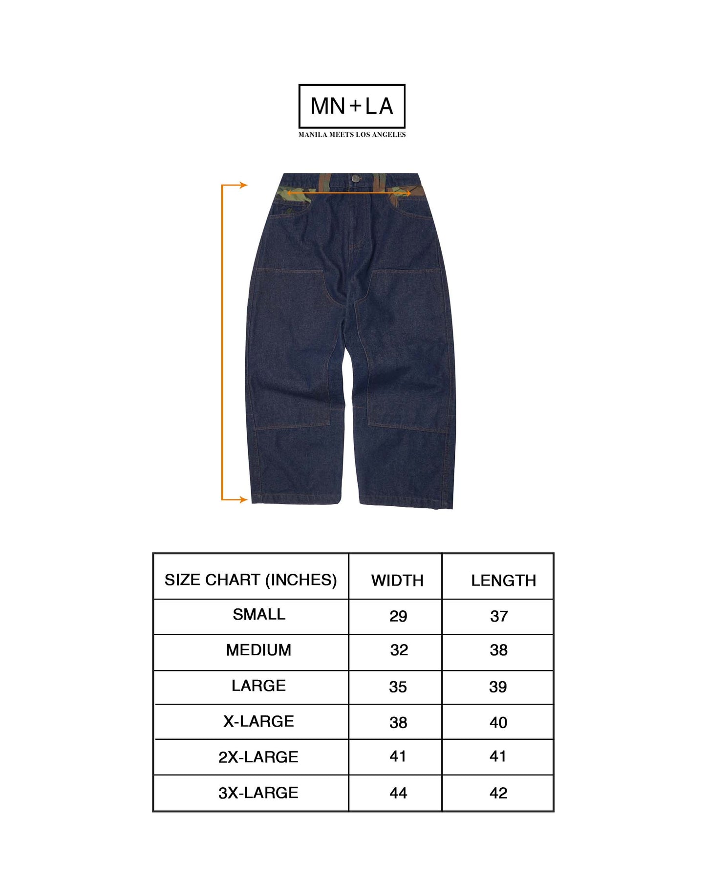 M+ DOUBLE KNEE PHAT PANTS IN DENIM CAMO
