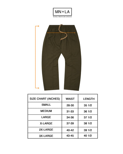 STRIPED PIQUE PLEATED ULTRA WIDE PANTS IN OLIVE