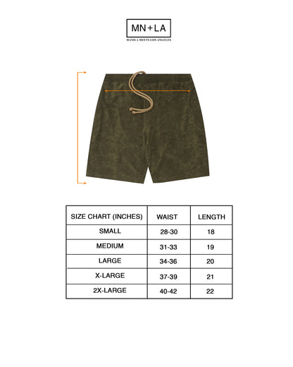 TOWEL TERRY SWEATSHORTS IN OLIVE
