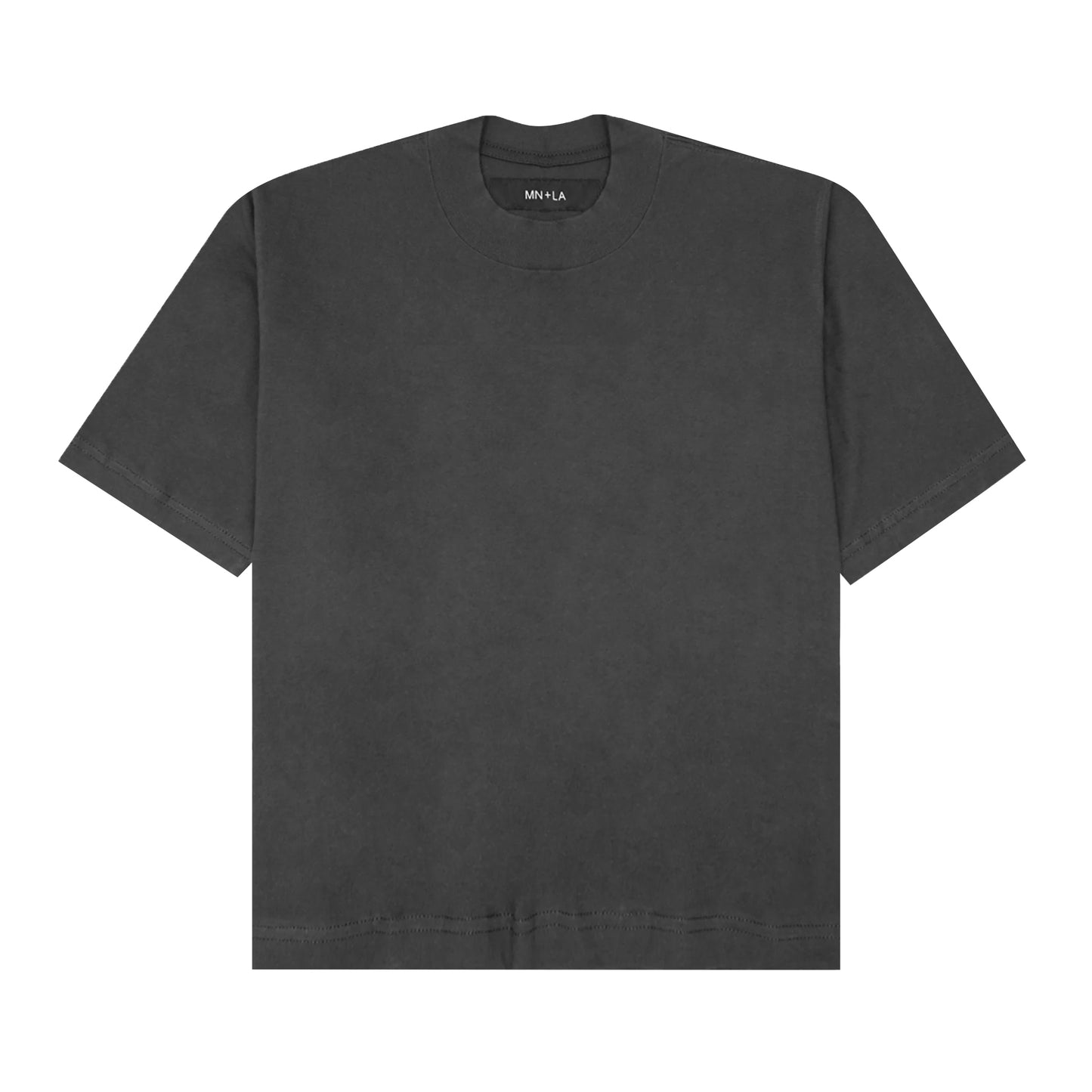 MOCK NECK TEE IN CHARCOAL GREY