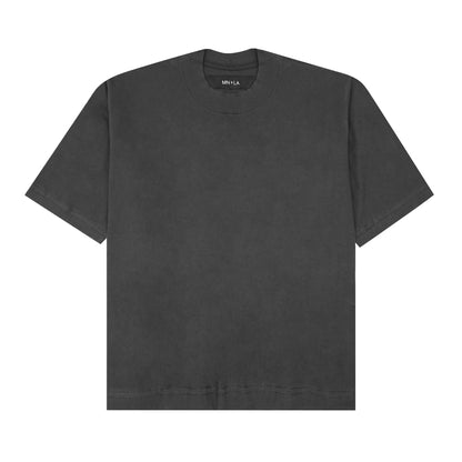 MOCK NECK TEE IN CHARCOAL GREY