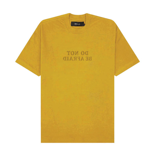 "DO NOT BE AFRAID" TEE IN MUSTARD