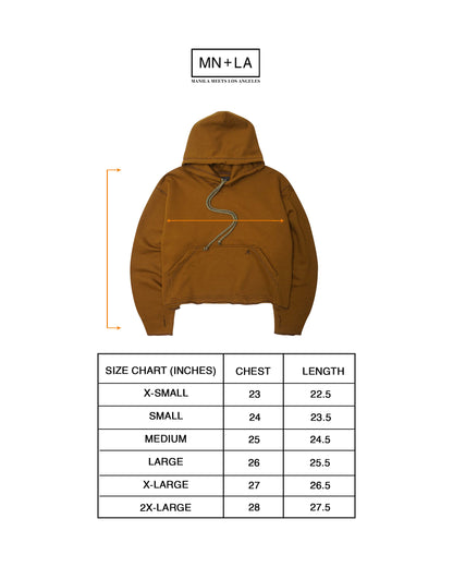 M+ CUTOFF HOODIE IN RUST