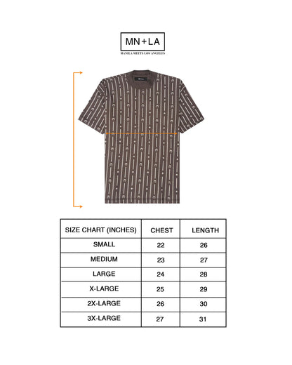 "M+ PINSTRIPE" TEE IN CHARCOAL GREY