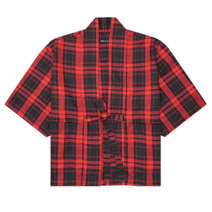 NAVY/RED S/S DRAPE
