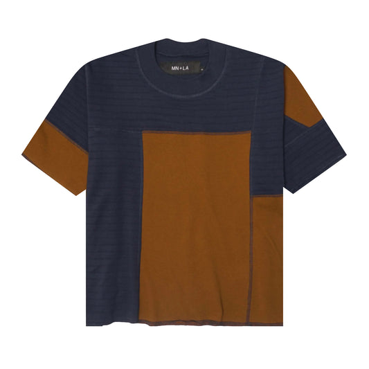 NEEDLEWORK MOCK NECK TEE IN CORAL SPACE