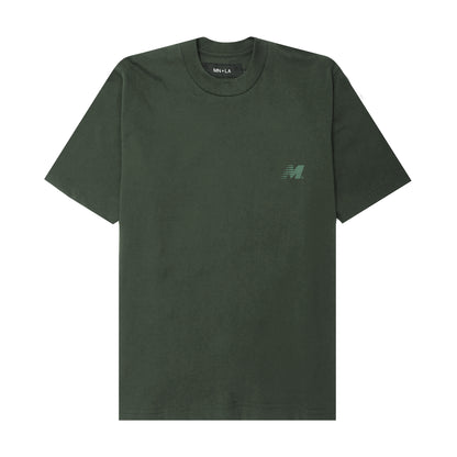 "OUTDOOR EXPLORATION" MULTI LOGO TEE IN HUNTER GREEN