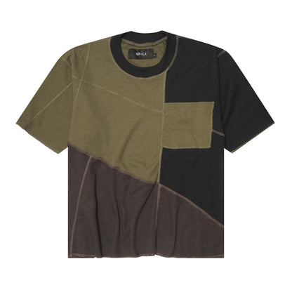 PATCHWORK MOCK NECK WAFFLE TEE IN TERRAIN